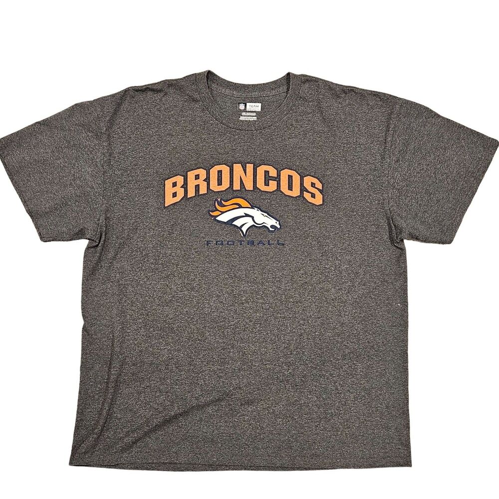 Denver Broncos on NFL Team Apparel Gray Short Sleeve T-Shirt Size 2XL